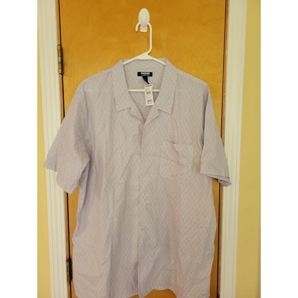 RSQ Mens Button Up Shirt XXL Geometric Short Sleeve Casual New!